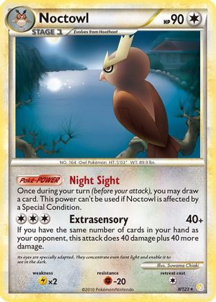 Noctowl 008/123 - Reverse Holofoil HeartGold SoulSilver - Holo Rare