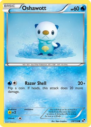 Oshawott (28) 028/114 - Reverse Holofoil Black and White - Common