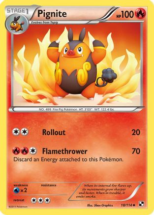 Pignite (18) 018 - Reverse Holofoil Black and White - Uncommon