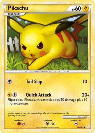 Pikachu 078/123 - Reverse Holofoil HeartGold SoulSilver - Common