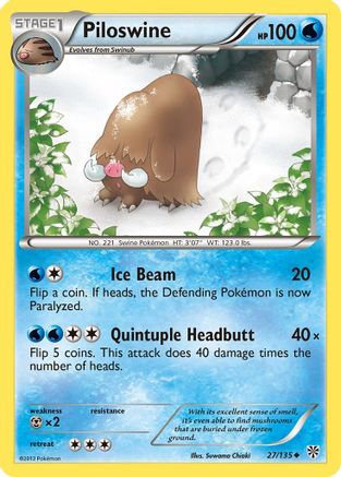 Piloswine 027 - Reverse Holofoil Plasma Storm - Uncommon