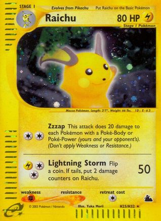 Raichu (H25) H25 - Holofoil Skyridge - Holo Rare