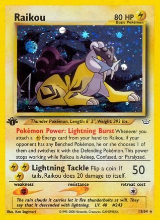 Raikou (13) 013/64 - 1st Edition Holofoil Neo Revelation - Holo Rare