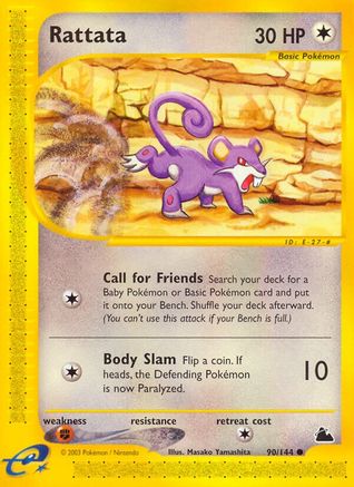 Rattata 090 - Reverse Holofoil Skyridge - Common