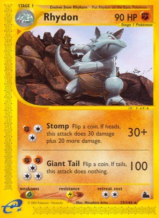 Rhydon (29) 029 - Reverse Holofoil Skyridge - Rare