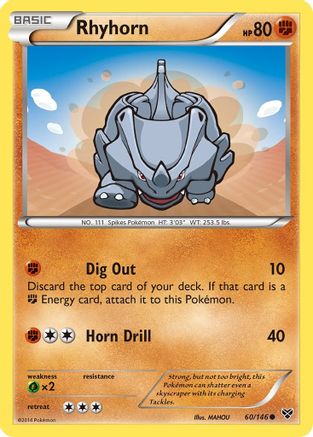 Rhyhorn 060 - Reverse Holofoil XY Base Set - Common