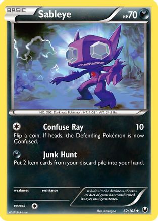 Sableye 062/108 - Reverse Holofoil Dark Explorers - Uncommon