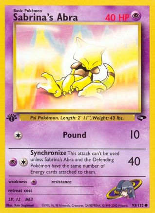 Sabrina's Abra (93) 093/132 - 1st Edition Gym Challenge - Common