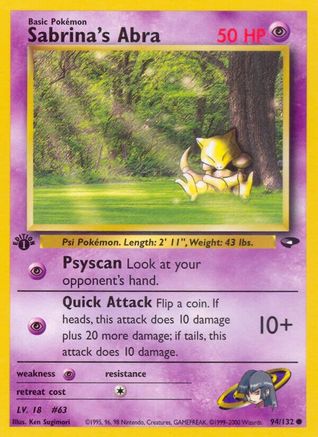Sabrina's Abra (94) 094/132 - 1st Edition Gym Challenge - Common