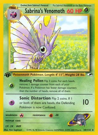 Sabrina's Venomoth 034/132 - 1st Edition Gym Heroes - Rare