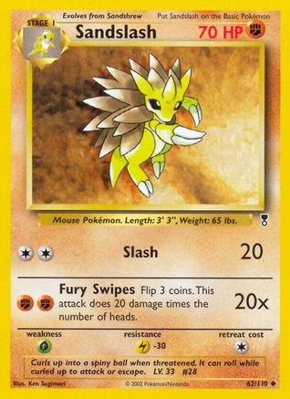 Sandslash 062 - Reverse Holofoil Legendary Collection - Uncommon