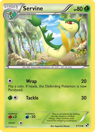 Servine (3) 003/114 - Reverse Holofoil Black and White - Uncommon