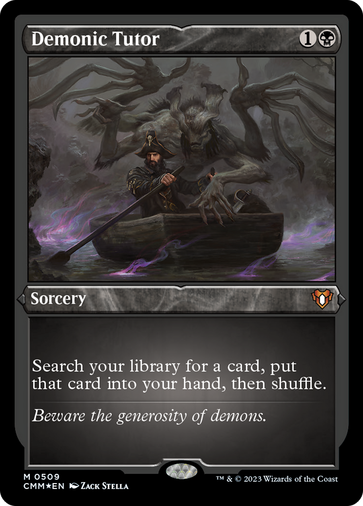 Demonic Tutor (CMM-509) - Commander Masters Etched Foil