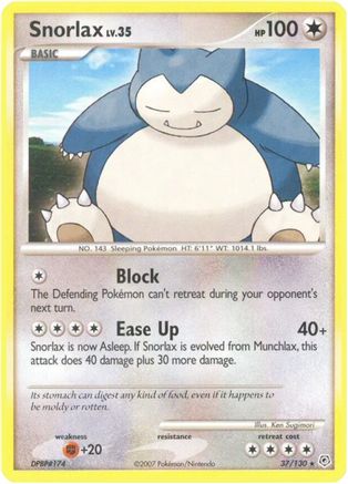 Snorlax 037/130 - Reverse Holofoil Diamond and Pearl - Rare