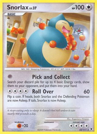 Snorlax (33) 033/111 - Reverse Holofoil Rising Rivals - Rare