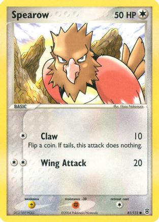 Spearow 081/112 - Reverse Holofoil FireRed & LeafGreen - Common