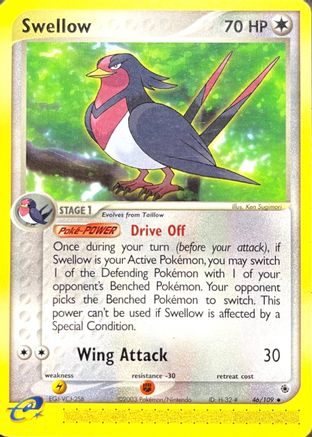 Swellow 046/109 - Reverse Holofoil Ruby and Sapphire - Uncommon