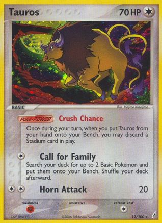 Tauros 012/100 - Reverse Holofoil Crystal Guardians - Holo Rare