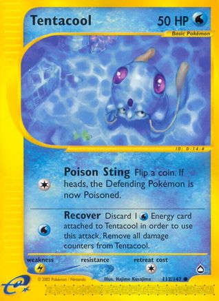 Tentacool 113/147 - Reverse Holofoil Aquapolis - Common
