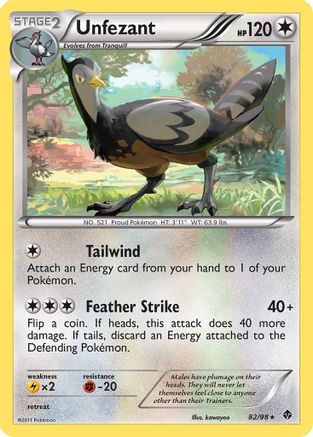 Unfezant 082 - Reverse Holofoil Emerging Powers - Rare