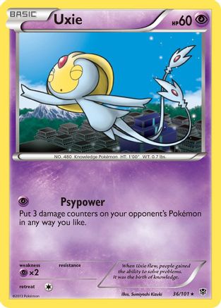 Uxie 036 - Reverse Holofoil Plasma Blast - Rare