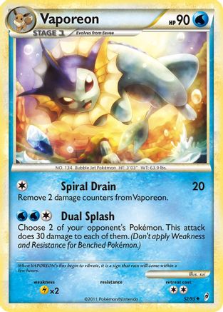 Vaporeon 052/95 - Reverse Holofoil Call of Legends - Uncommon