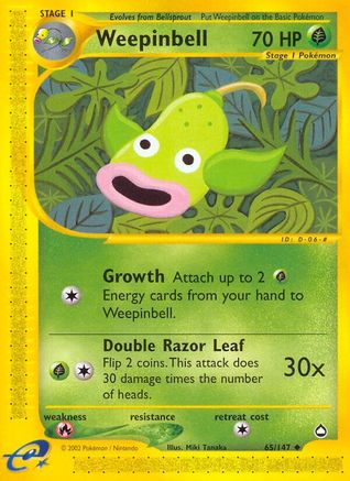Weepinbell 065 - Reverse Holofoil Aquapolis - Uncommon