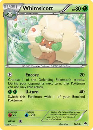 Whimsicott (12) 012 - Reverse Holofoil Emerging Powers - Rare