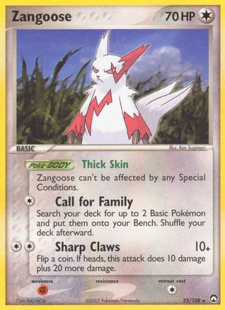 Zangoose 025/108 - Reverse Holofoil Power Keepers - Rare