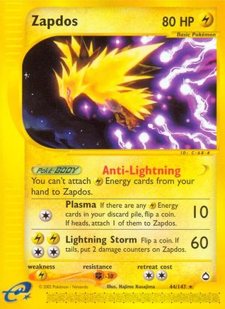 Zapdos 044 - Reverse Holofoil Aquapolis - Rare