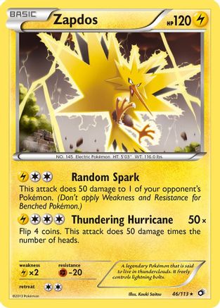Zapdos 046/113 - Reverse Holofoil Legendary Treasures - Holo Rare