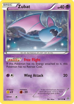 Zubat (53) 053/135 - Reverse Holofoil Plasma Storm - Common