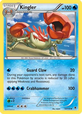 Kingler 014 - Reverse Holofoil XY Phantom Forces - Uncommon