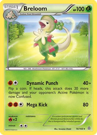 Breloom 016/160 - Reverse Holofoil XY Primal Clash - Rare