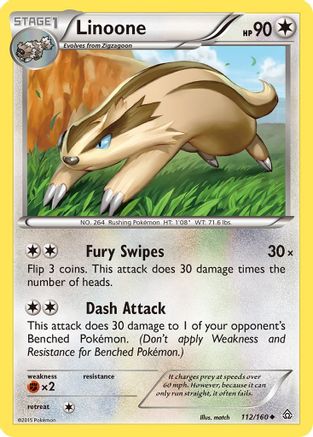 Linoone 112 - Reverse Holofoil XY Primal Clash - Uncommon
