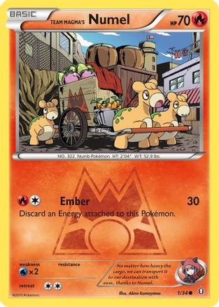 Team Magma's Numel 001/34 - Reverse Holofoil Double Crisis - Common