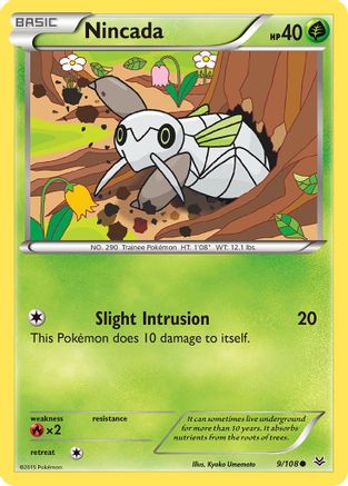 Nincada 009/108 - Reverse Holofoil XY Roaring Skies - Common