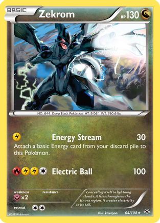 Zekrom 064/108 - Reverse Holofoil XY Roaring Skies - Holo Rare
