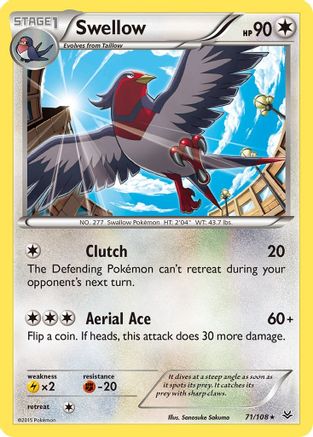 Swellow (71) 071 - Reverse Holofoil XY Roaring Skies - Rare