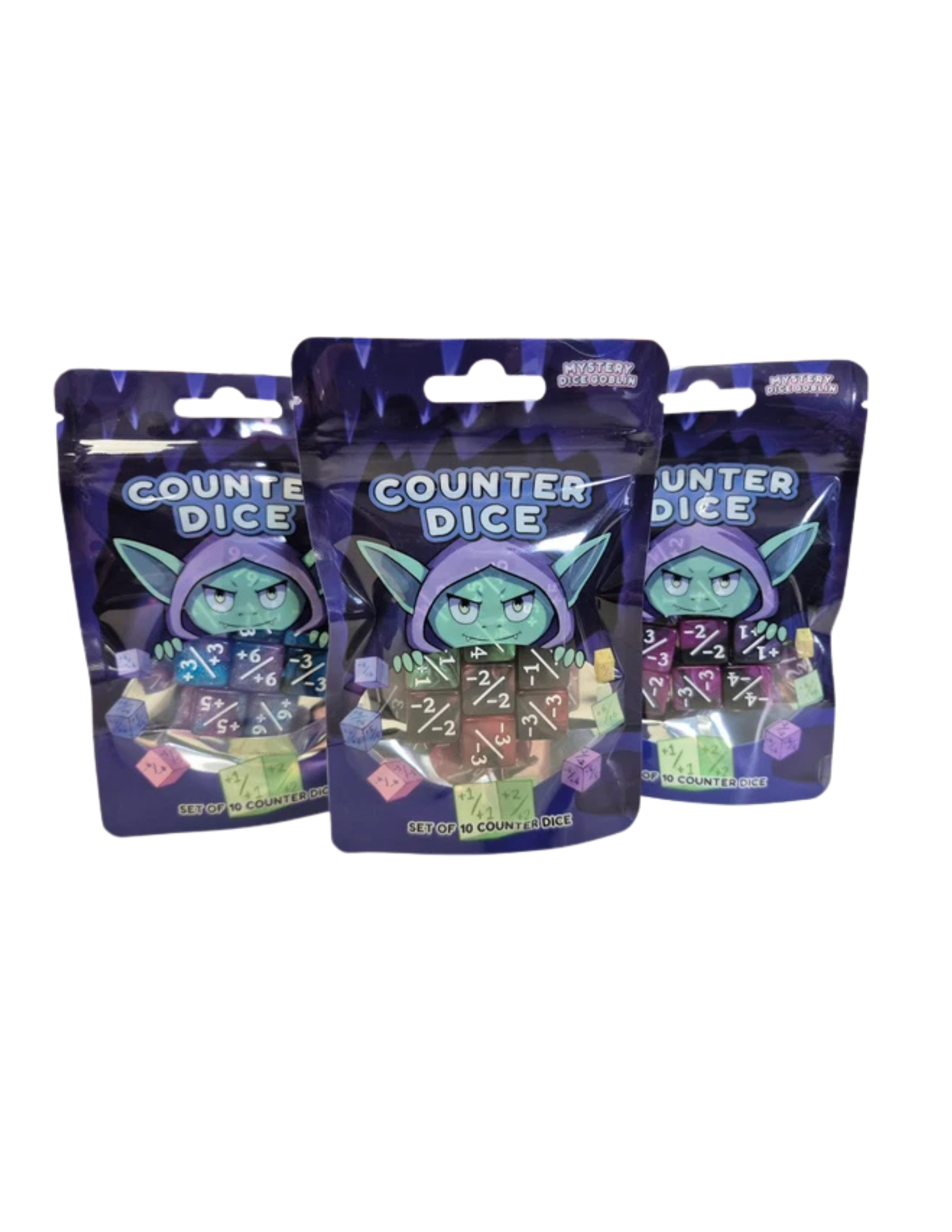 Assorted Counter dice - set of 10 ( -/- and +/+)