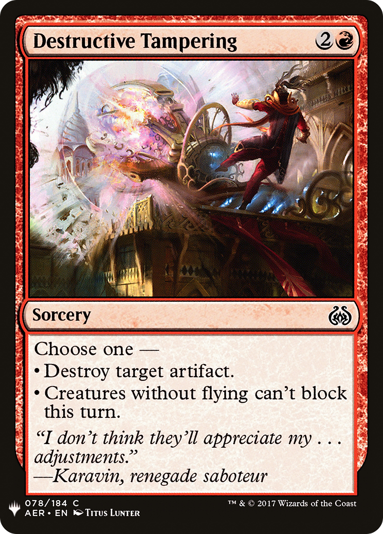 Destructive Tampering (LIST-078) - The List