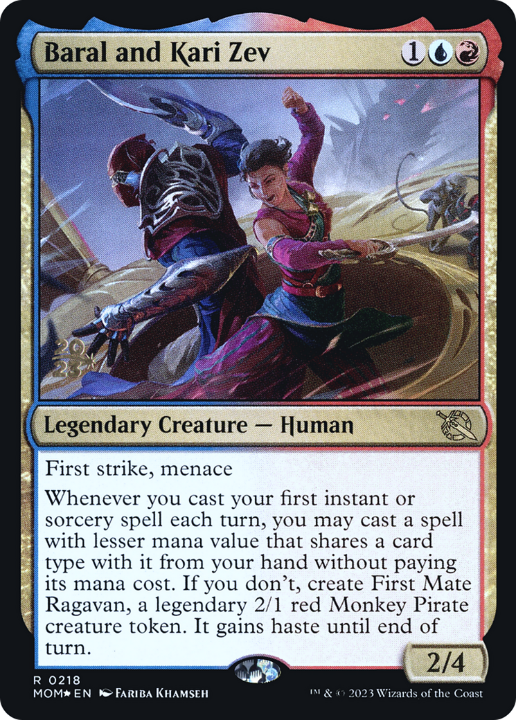 Baral and Kari Zev (PRE-218S) - March of the Machine Promos Foil