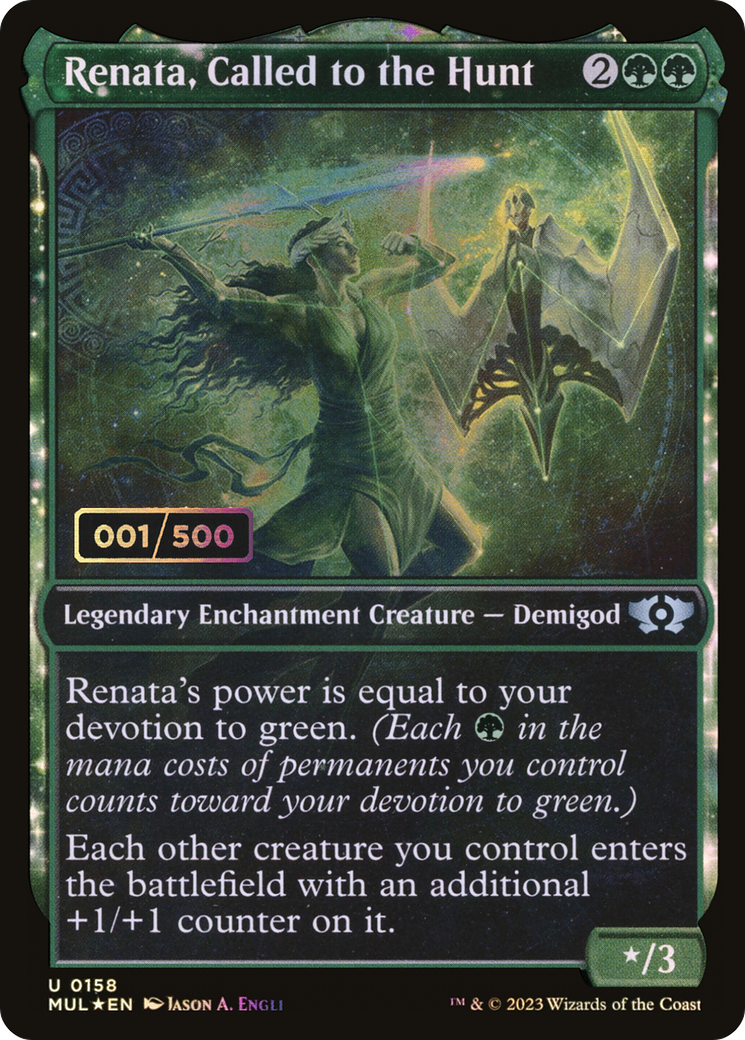 Renata, Called to the Hunt (Serial Numbered) (MUL-158Z) - Multiverse Legends: (Showcase, enchantment) Foil