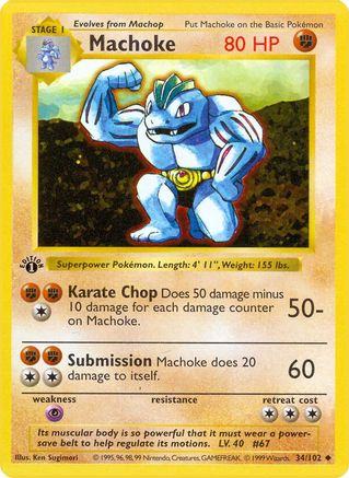 Machoke 034/102  - Unlimited Base Set Shadowless - Uncommon