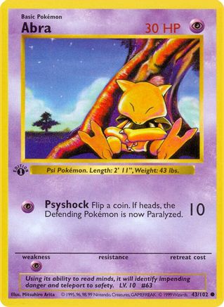 Abra 043/102  - Unlimited Base Set Shadowless - Common