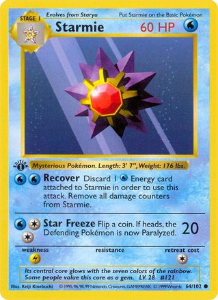 Starmie 064/102  - Unlimited Base Set Shadowless - Common