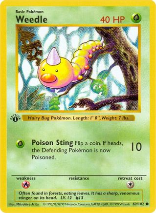 Weedle 069/102  - 1st Edition Base Set Shadowless - Common
