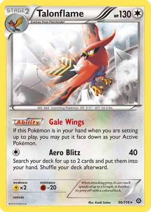 Talonflame 096/114  - Reverse Holofoil XY  Steam Siege - Rare