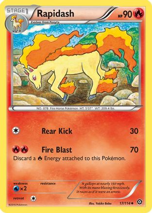 Rapidash 017/114  - Reverse Holofoil XY  Steam Siege - Uncommon