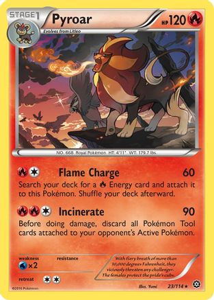 Pyroar 023/114  - Reverse Holofoil XY  Steam Siege - Rare